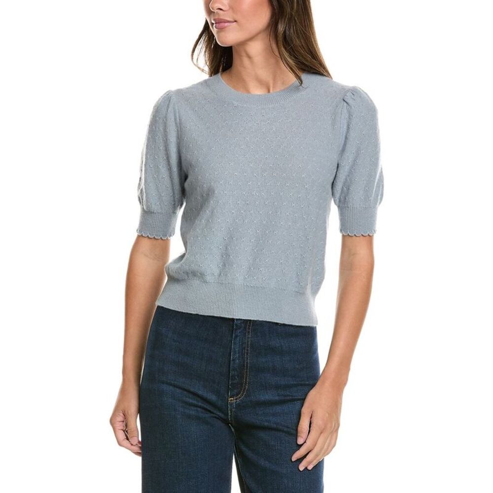Frame Denim Womens Pointelle Cashmere Sweater, Grey